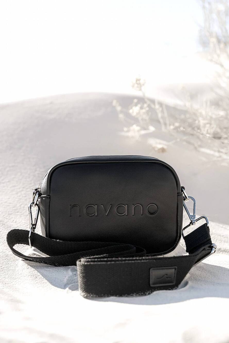 NEW NAVANO unisex vegan leather cross body bag in black